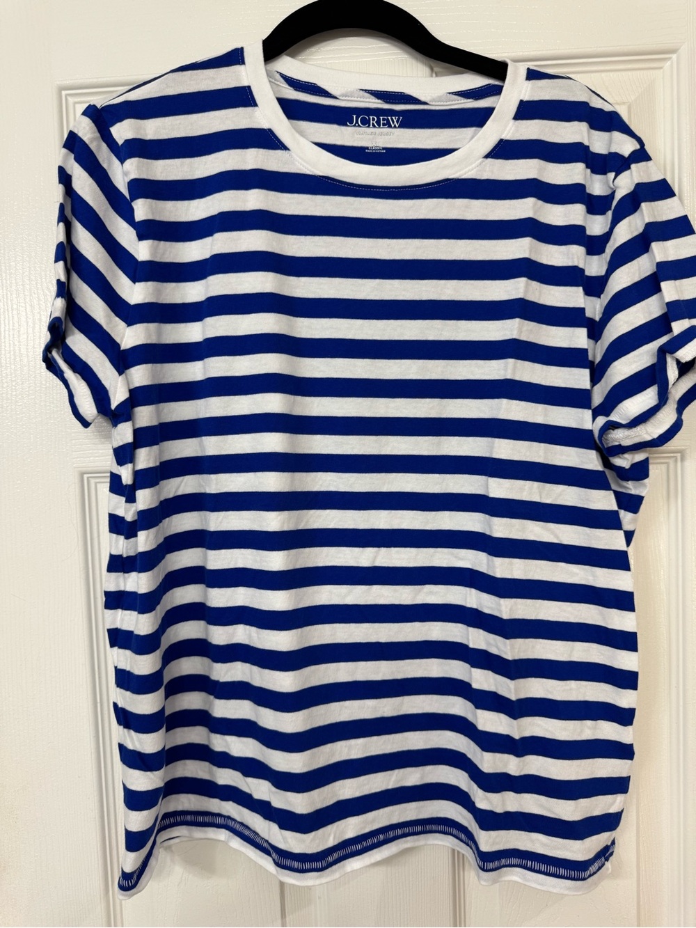 J. Crew Vintage Jersey Classic Blue/ White Striped Tee Shirt. NWOT. XL